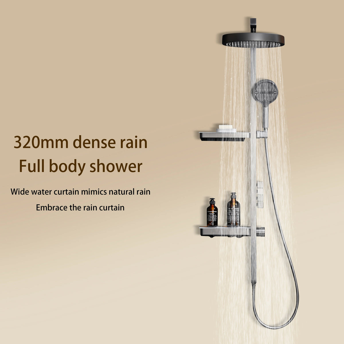 Luxury Bathroom Smart Rainfall Shower System Wall Mounted
