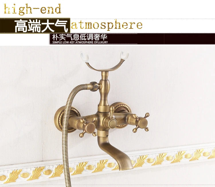 Antique Bathroom Bathtub Showet Faucet Copper Black Shower
