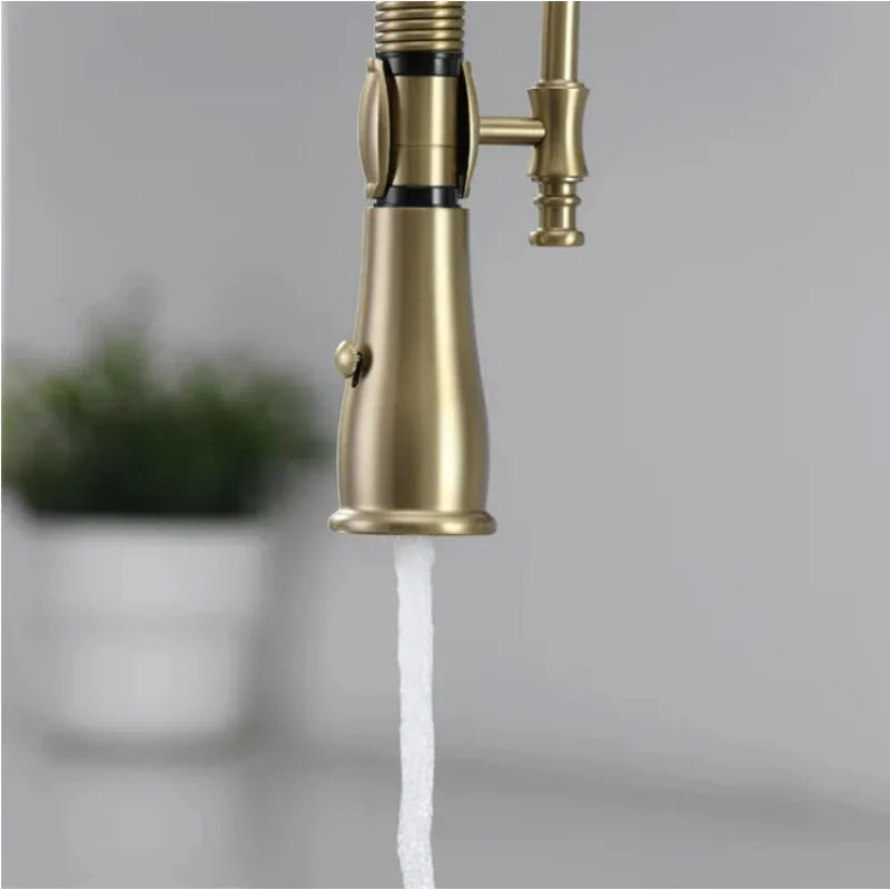 Brushed Gold Pull Out Faucet Sink Mixer 360