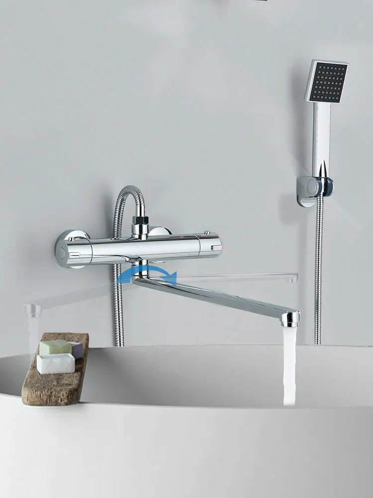 Thermostatic Bathroom Shower Faucet Chrome Mixer Valve Wall