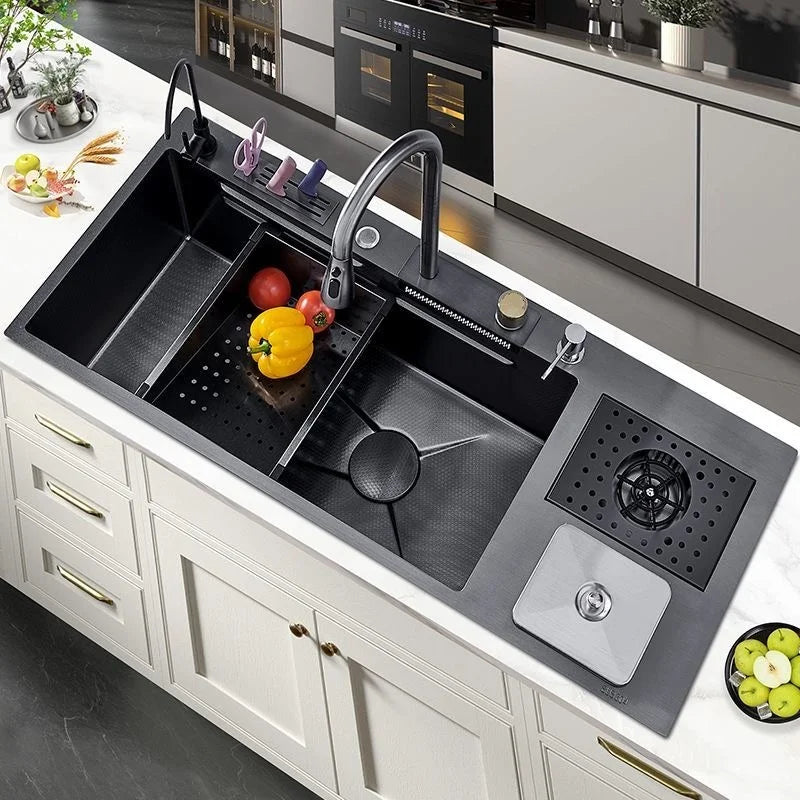 Flying Rainwaterfall Sink Stainless Steel Large Big Garbage