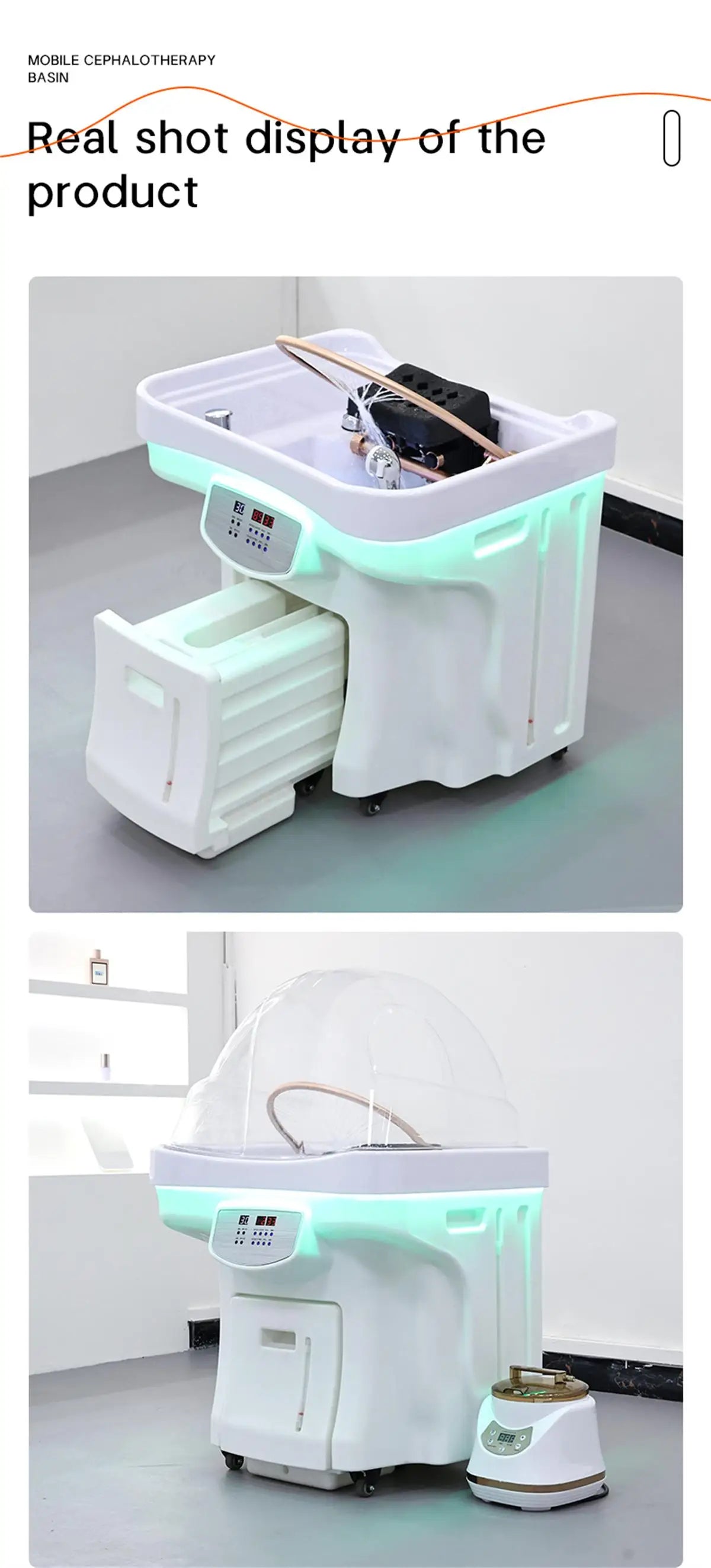 Convenient 60l Water Storage Head Spa Basin Water
