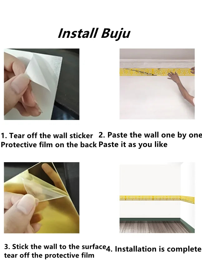 10x10cm Building Border Acrylic Wall Mirror Sticker Wall