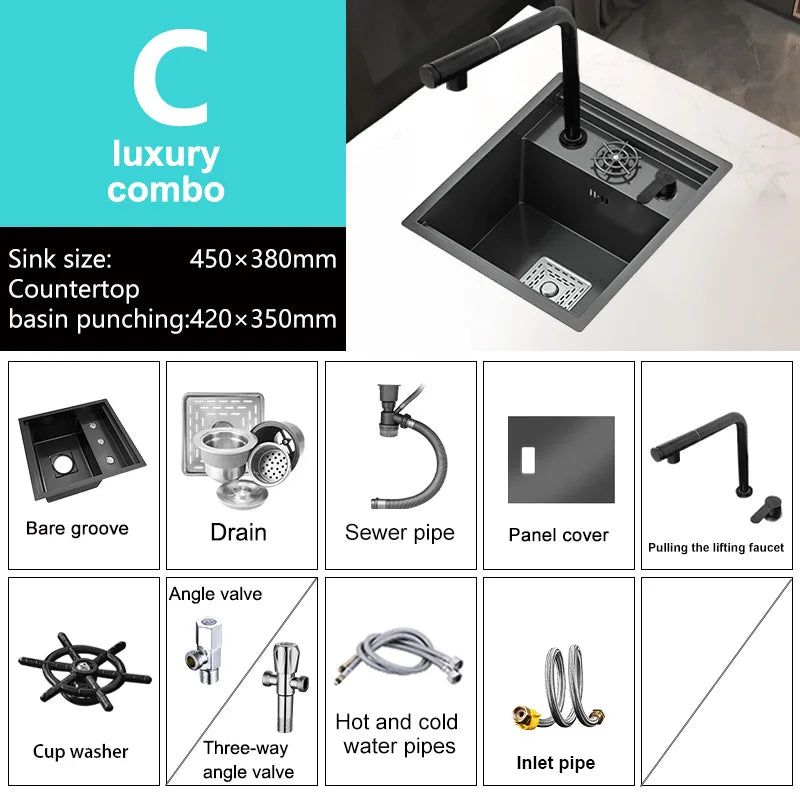 Mini Hidden Sink Balcony Bar Apartment Save Space