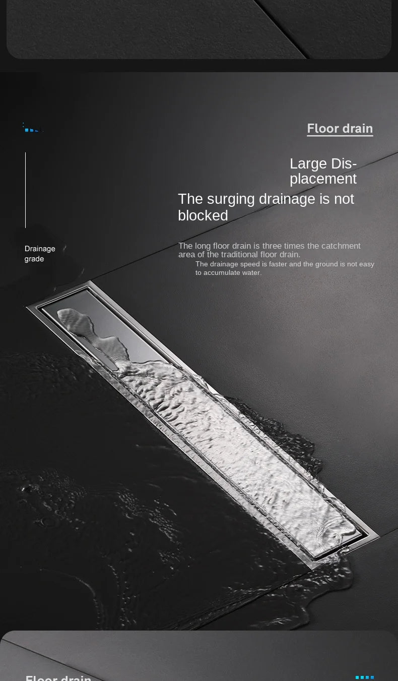 Invisible Tile Floor Drain Brshed Gold Black 304