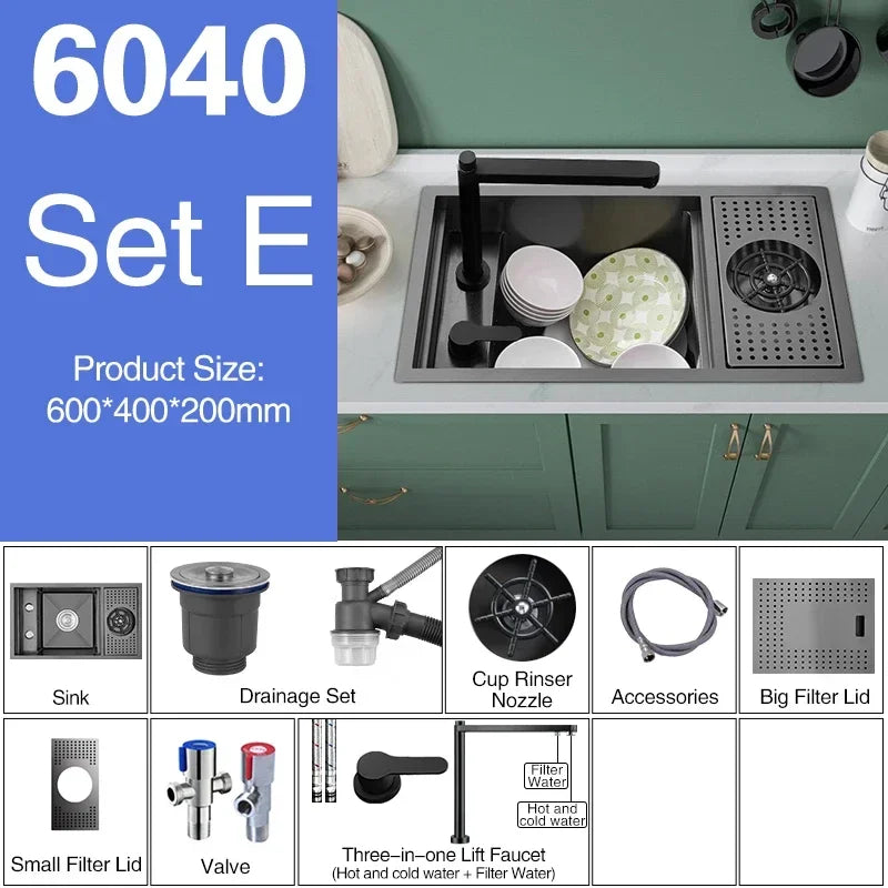 Asras Nano Black Small Size Sink Cup Washer