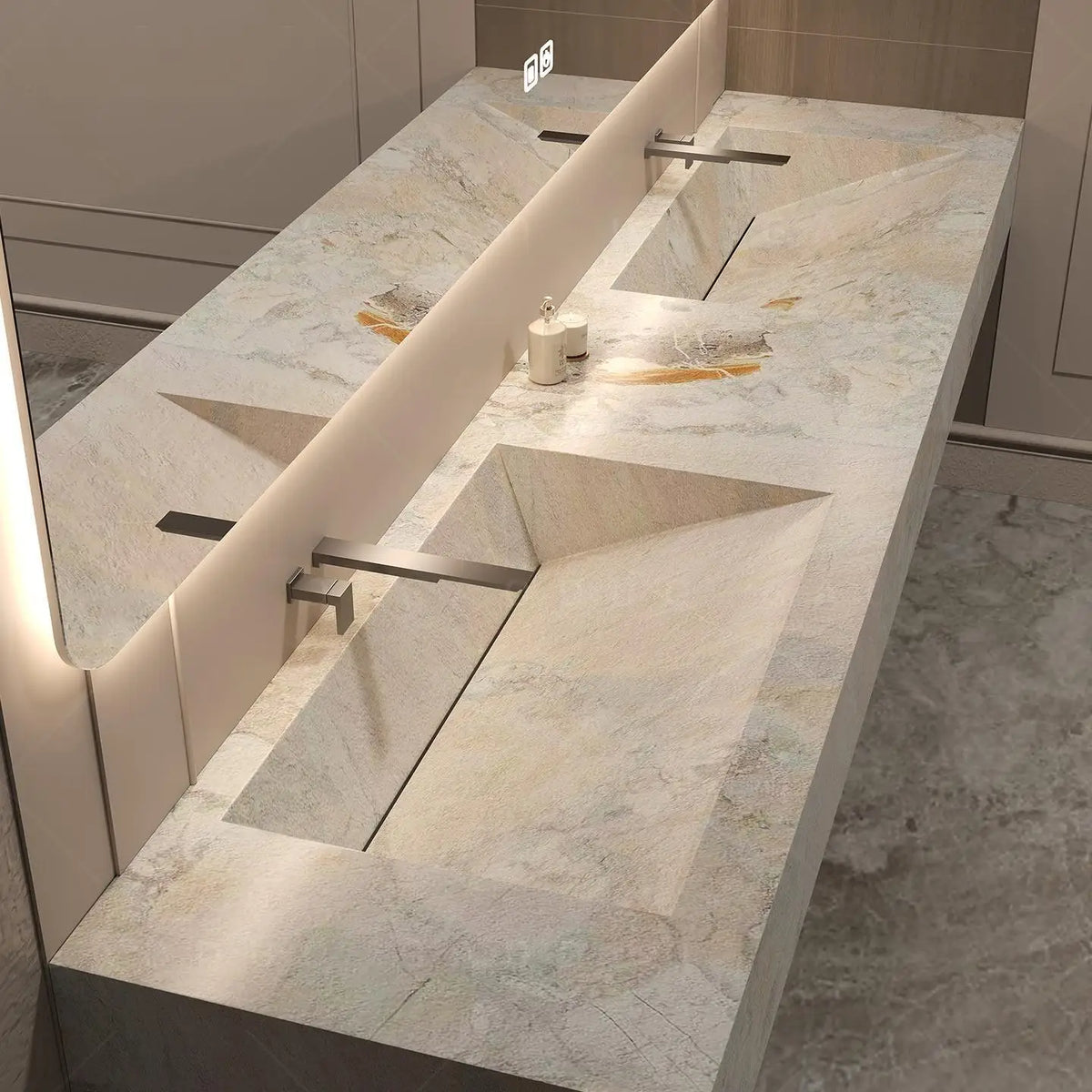 Any Size Custom Marble Seamless Stone Vanity Customizable