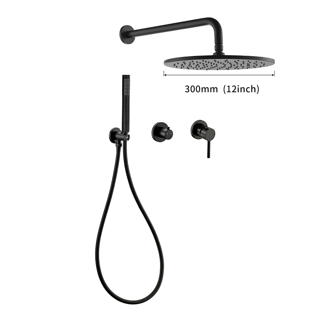 Bathroom Shower System Rainfall Shower Faucet Black Mixer
