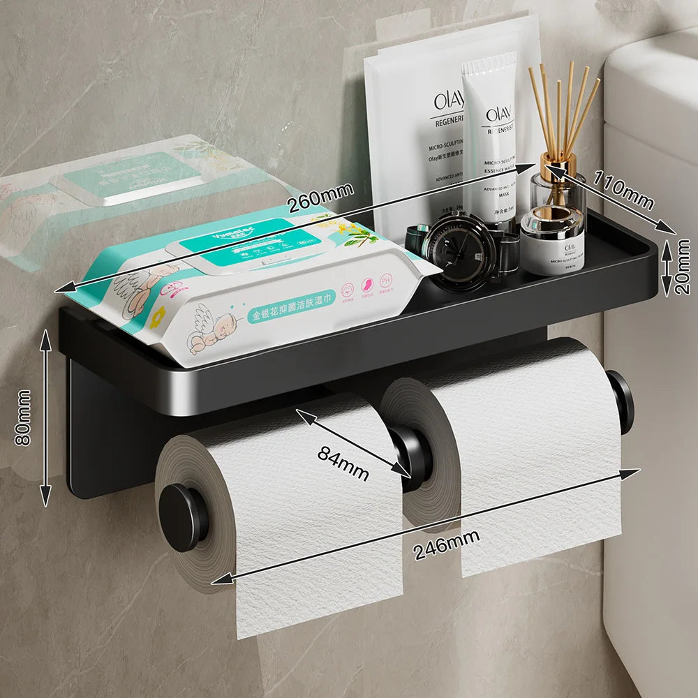 Toilet Paper Holder Wall-Mounted Double Layer Paper Roll
