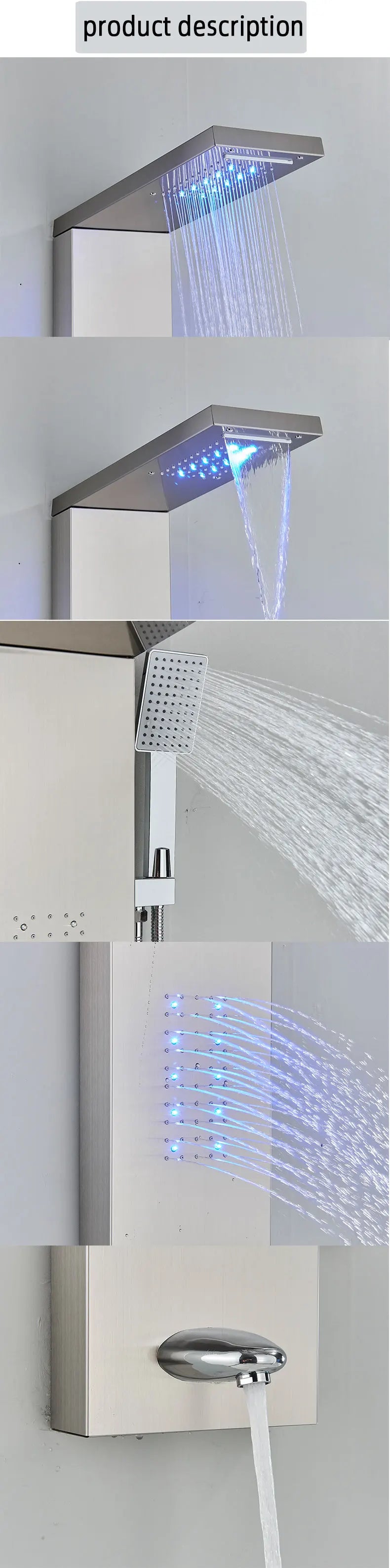 Ulgksd Bathroom Shower Panel Led Light Bathroom Faucet