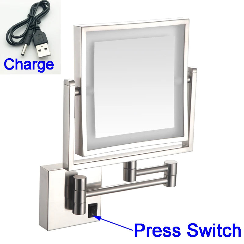 Magnifying Bathroom Mirror Hunnise Quality Brass Gold Hotel