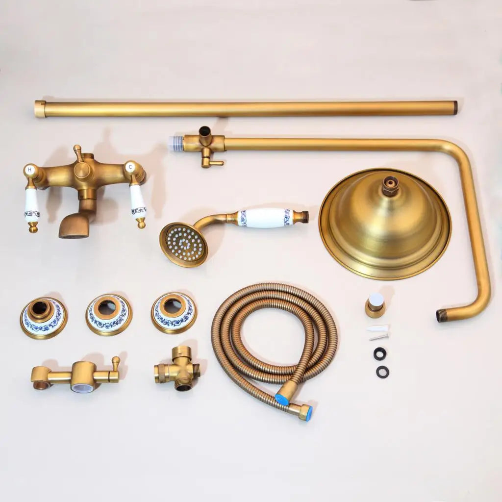 Kemaidi Antique Brass Retro Vintage Bathroom Shower Faucet