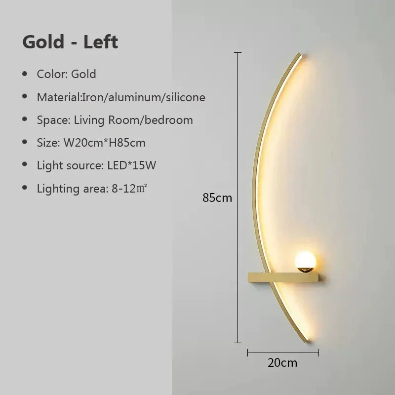 Modern Led Simple Art Bedroom Bedside Wall Lamp