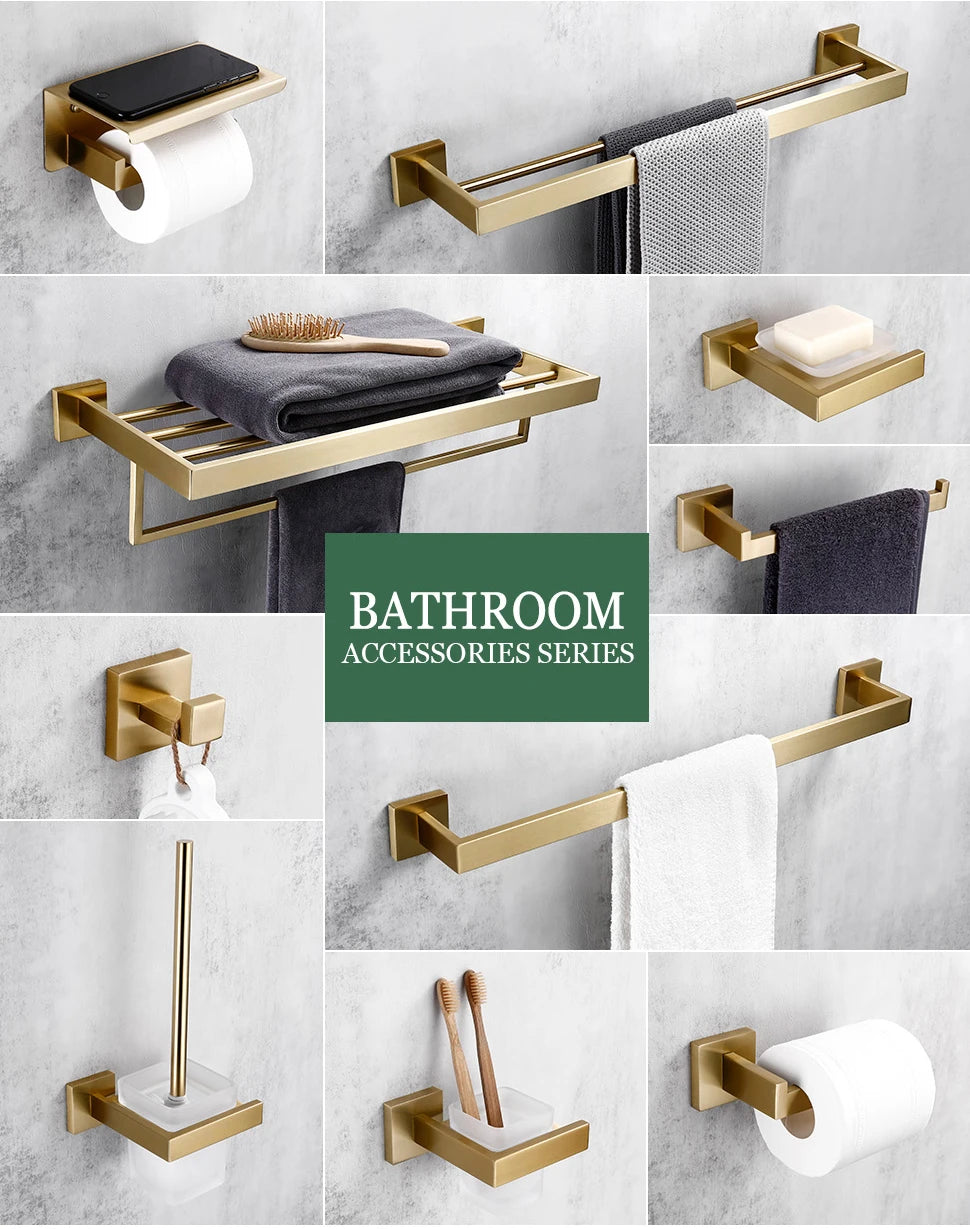 Matte Gold Towel Rack 304 Stainless Steel Towel