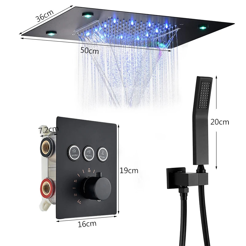 Luxury Bathroom Shower Faucet Led Rainfall/Waterfall Shower Head