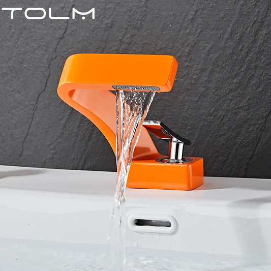 Tolm Basin Faucet Modern Bathroom Mixer Tap Orange