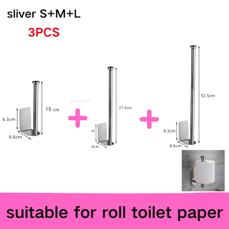 Adhesive Toilet Paper Holder Wall Mount Bathroom Silver