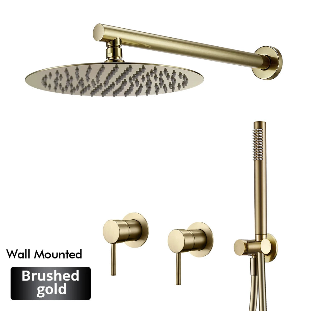Rainfall Shower Rose Gold Wall Mounted Bathroom Shower