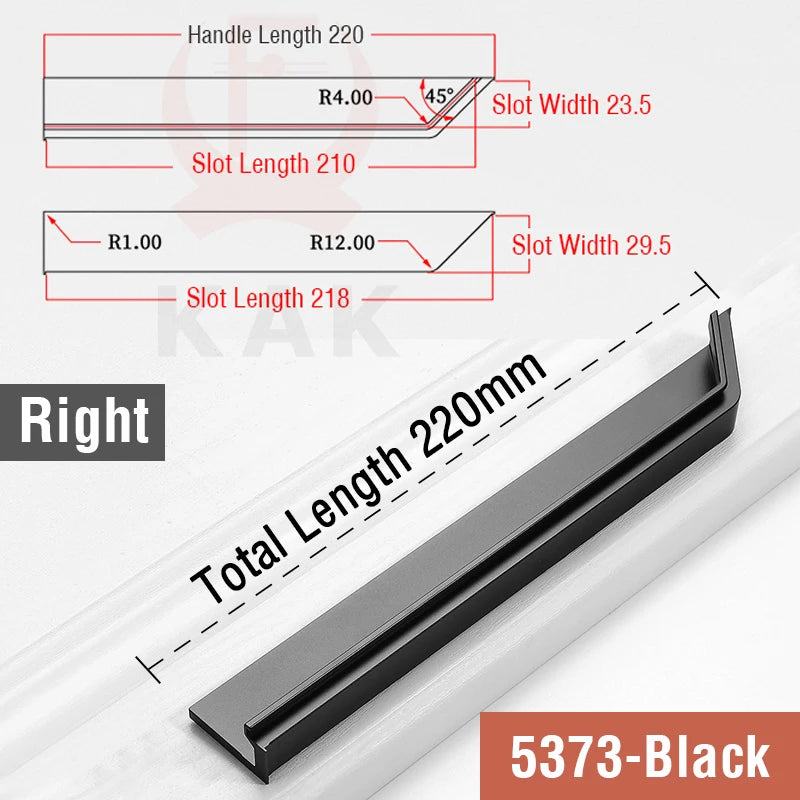 Kak Recessed Cabinet Handles Black Hidden Sliding Door