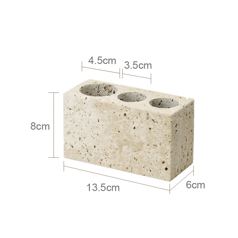 Beige Travertine Bathroom Natural Marble Soap Dispenser Reed
