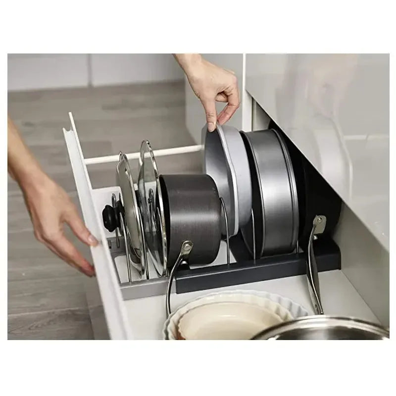 Expandable Pot & Pan Organizer Rack Adjustable Under