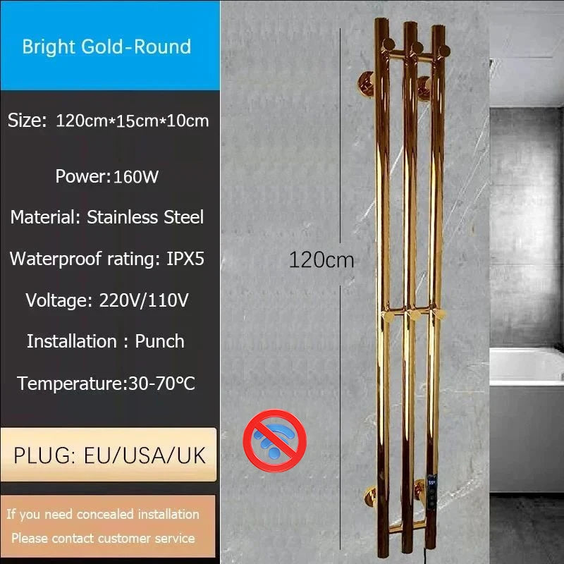 Oxg 3-Bar Electric Heated Towel Rack Timer Wall