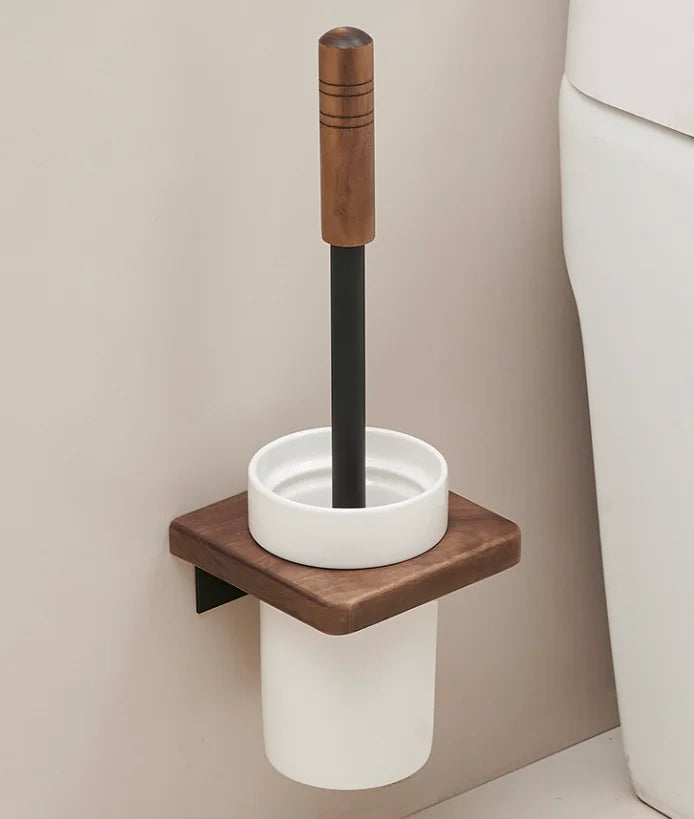 Walnut-Horse Bucket Brush Non-Dead Corner Toilet Shelf-Free