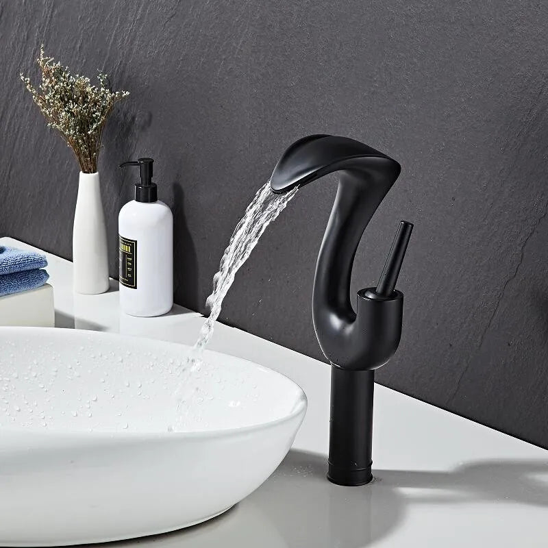 Tuqiu Black Bathroom Faucet Brass Gold Basin Faucet