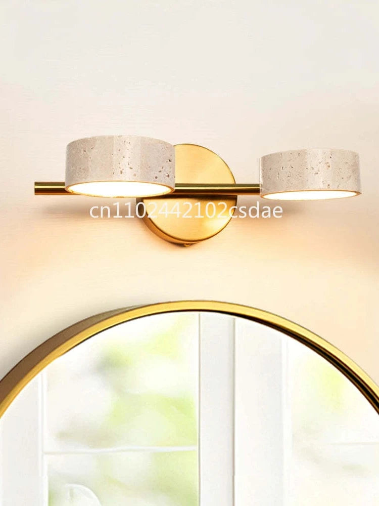 Natural Limestone Round Led Wall Lamp Double Sided
