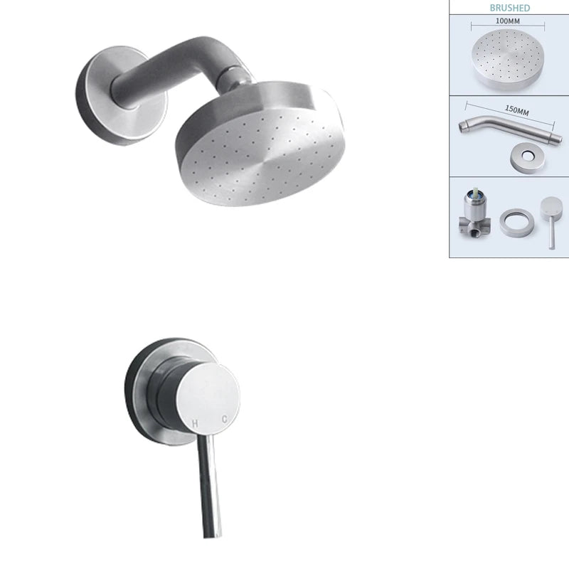 Shower Faucet System Stainless Steel Head Shower Wall