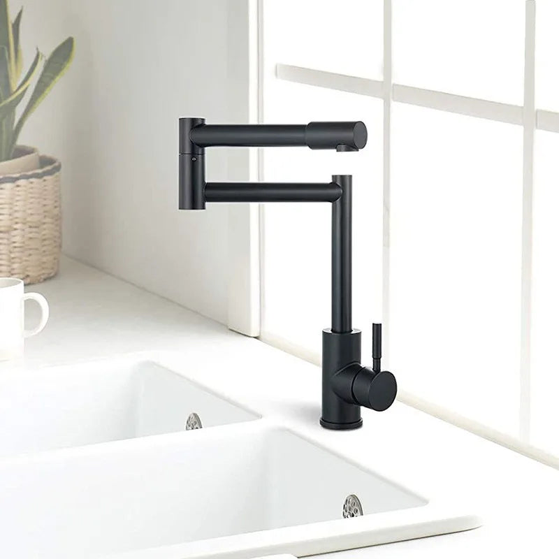 304 Stainless Steel Arm Swivel Extends Sink Faucet