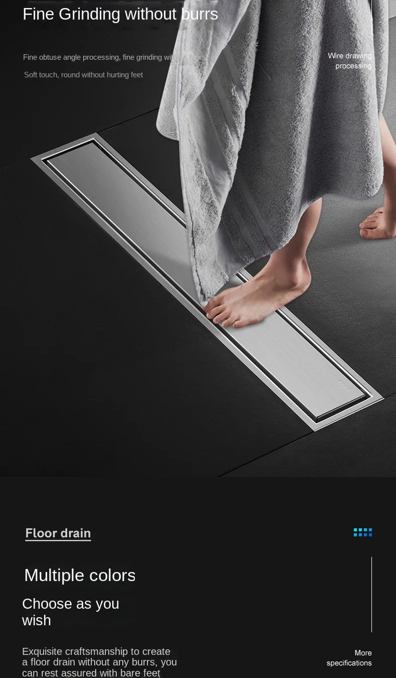 Invisible Tile Floor Drain Brshed Gold Black 304