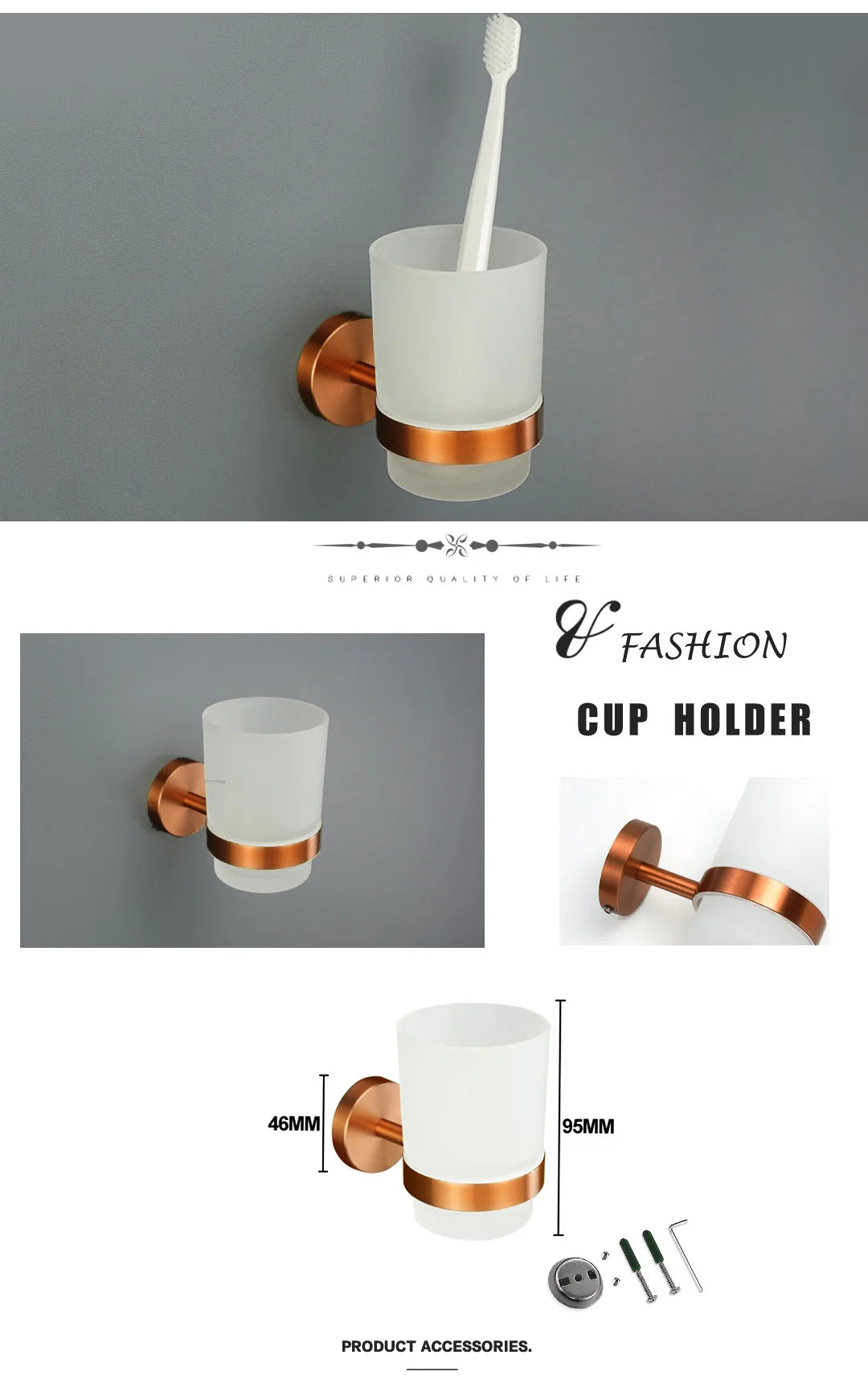 Brushed Rose Gold 304 Stainless Steel Bathroom Pendant