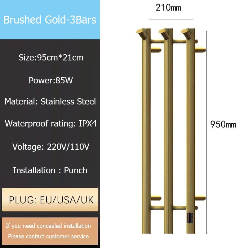 Oxg Electric Heated Towel Rack 3/4bars Towel Radiator