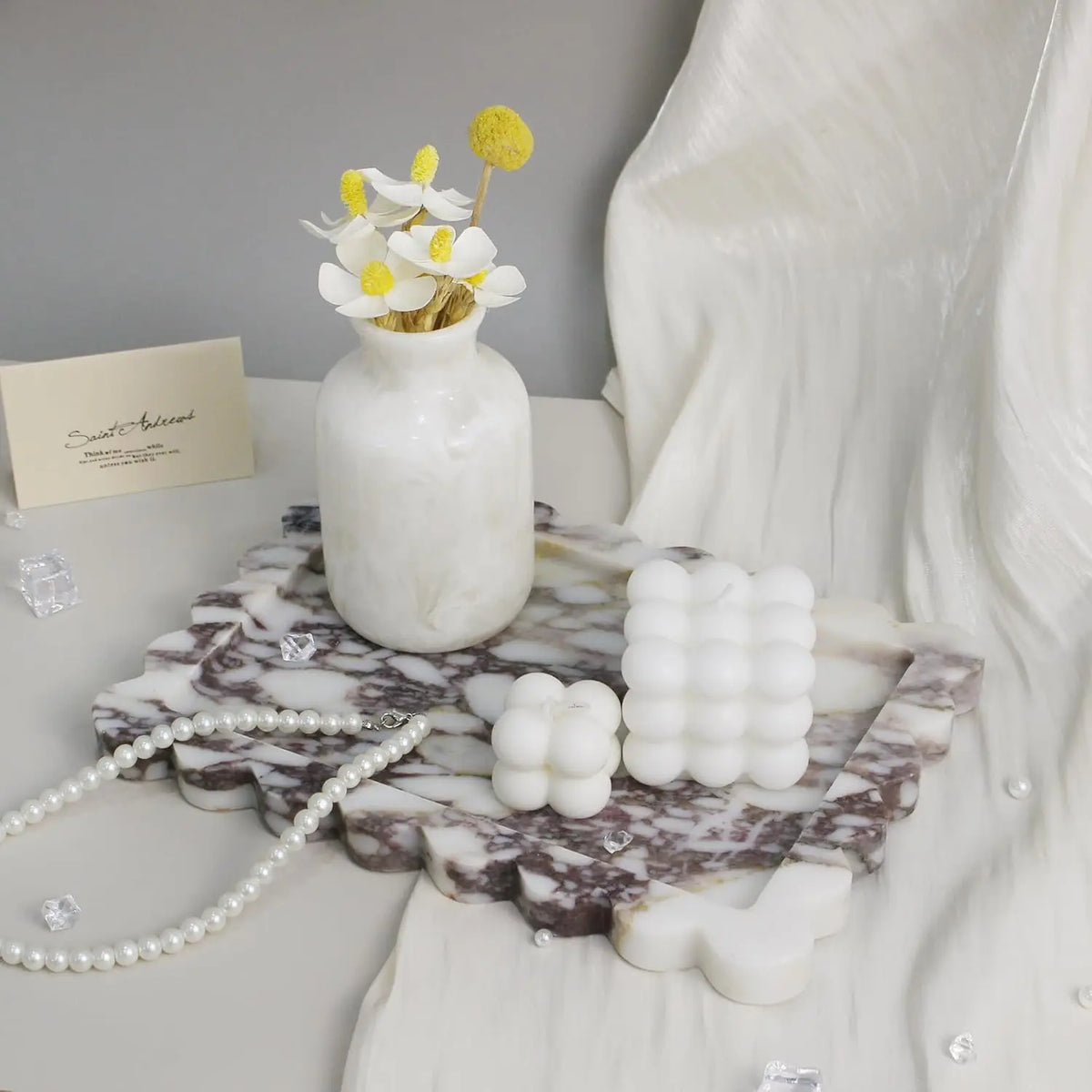 Calacatta Viola Scalloped Marble Tray Natural Marble Stone