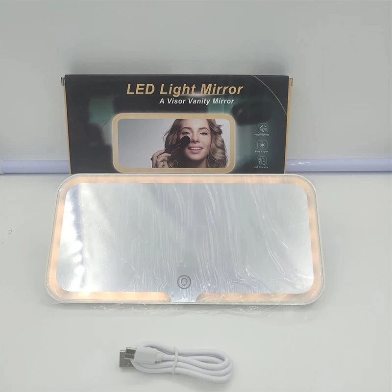 Seametal Car Led Makeup Mirror 3-Color Brightness Dimmable
