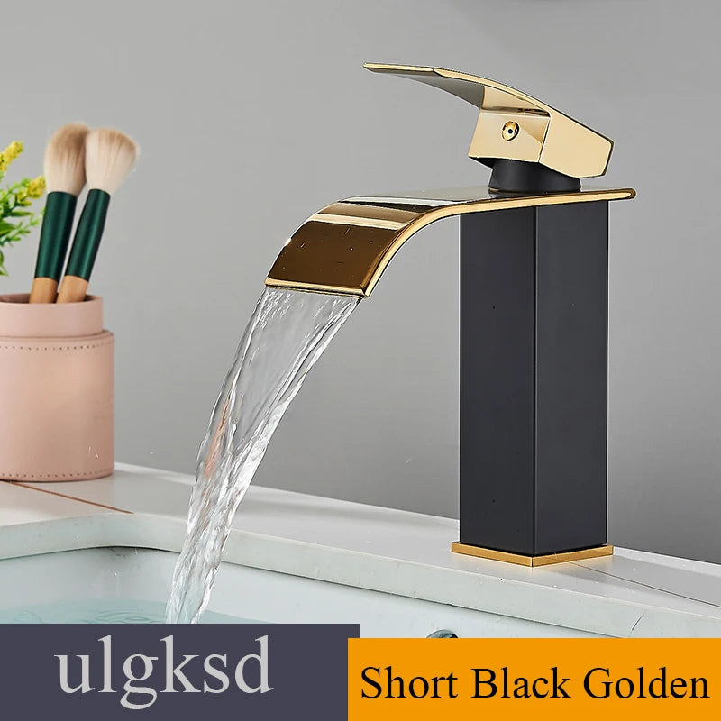 Waterfall Bathroom Basin Sink Faucet Handle Mixer Tap