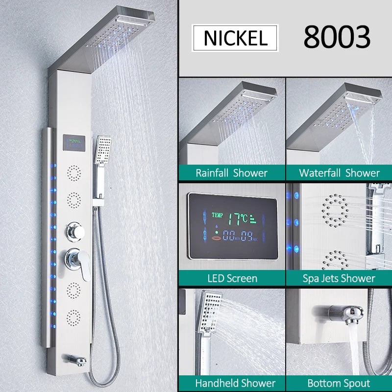 Led Shower Panel Tower System Rain Waterfall Shower