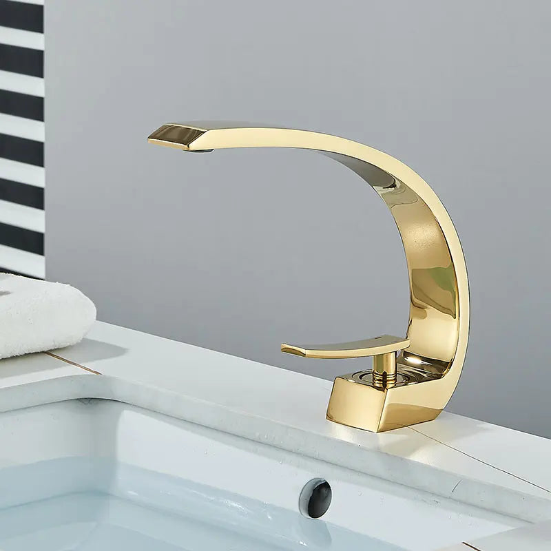 Black Chrome Bathroom Basin Faucet Deck Mount Cold