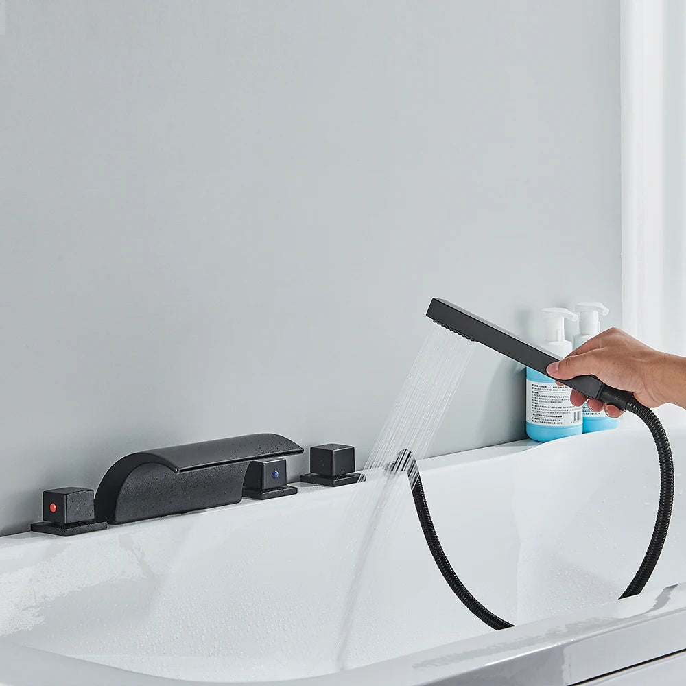 Bronze Black Waterfall Bathtub Faucet Led Light Bathtub