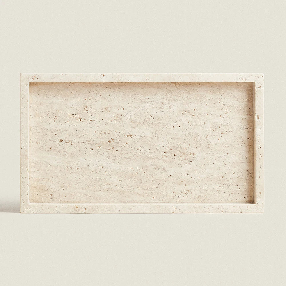 Travertine Stone Bathroom Vanity Tray Cosmetic Perfume Natural