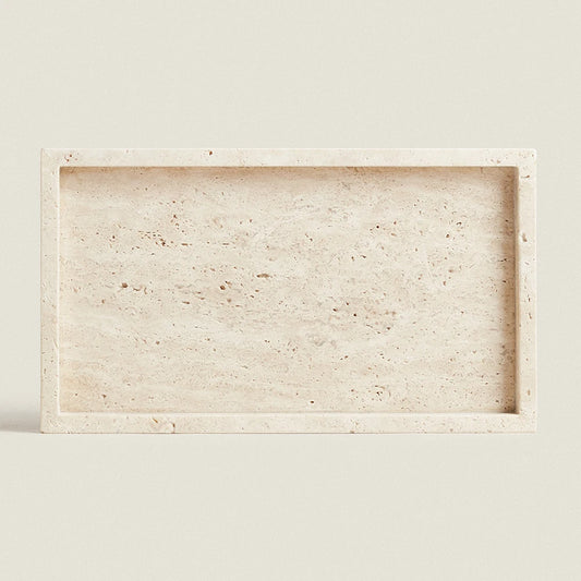 Travertine Stone Bathroom Vanity Tray Cosmetic Perfume Natural