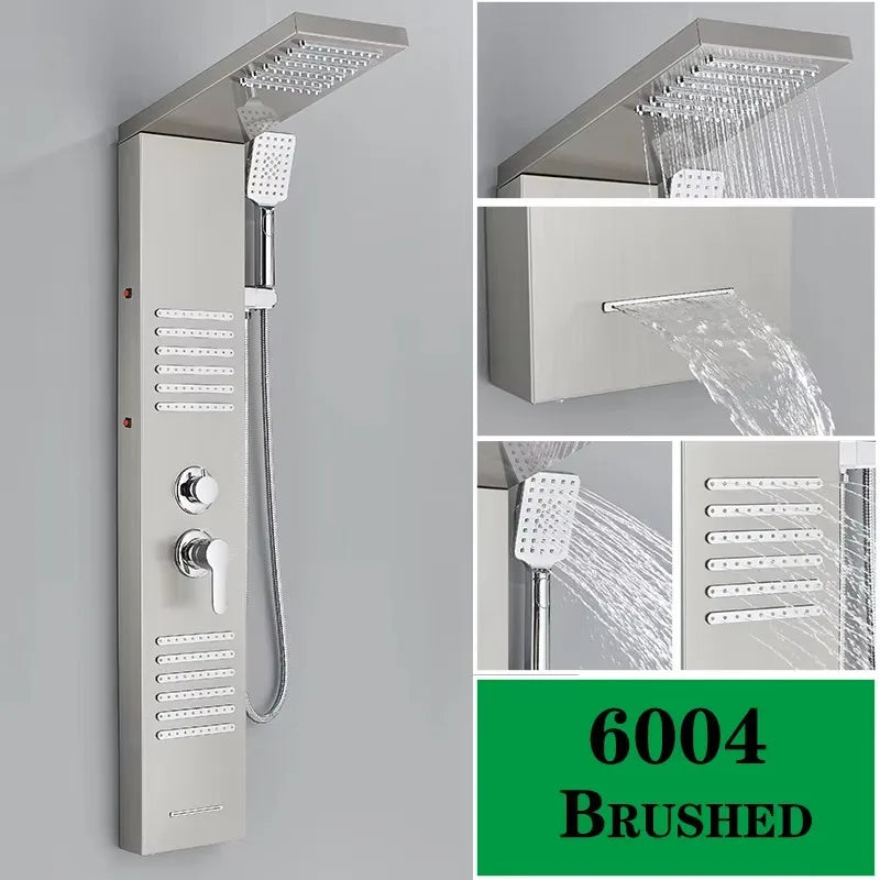 Rain Waterfall Shower Panel Faucet Body Massage Jets
