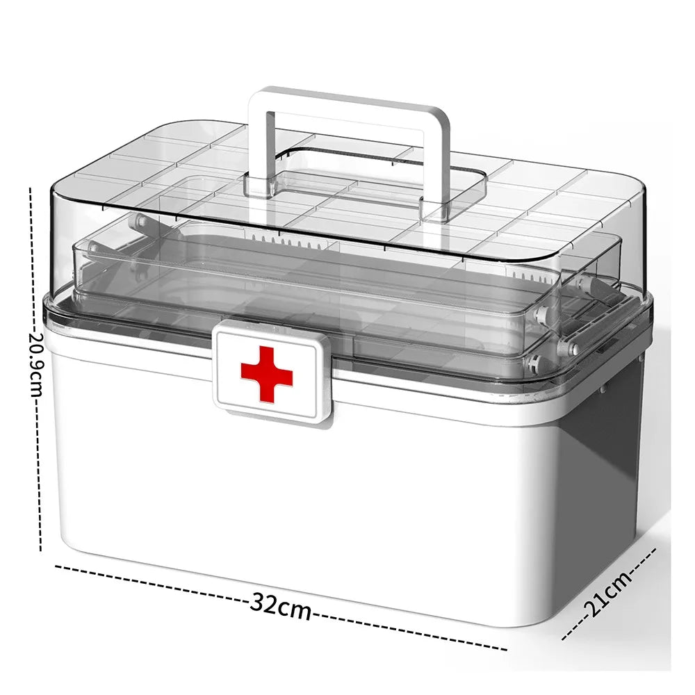 Plastic 3-Layers Medicine Box Sorting Storage Dustproof Drug