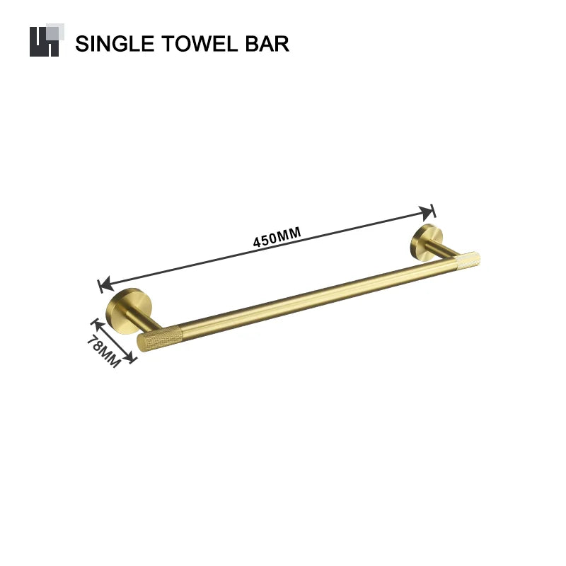 Bathroom Hardware Brushed Gold Knurled Brass Kit Towel