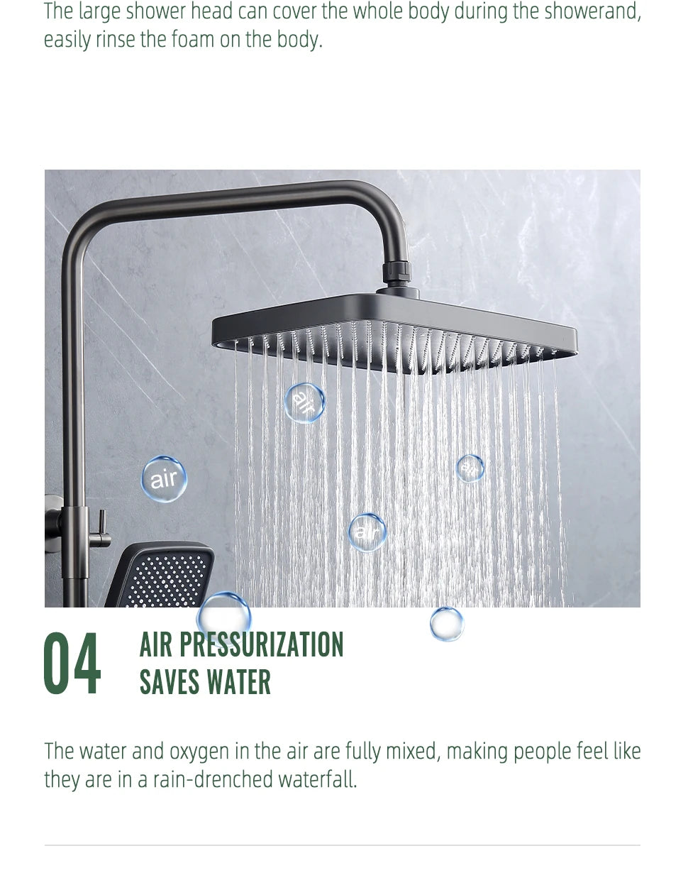10 Inch Shower Head Handle Square Shower Faucet