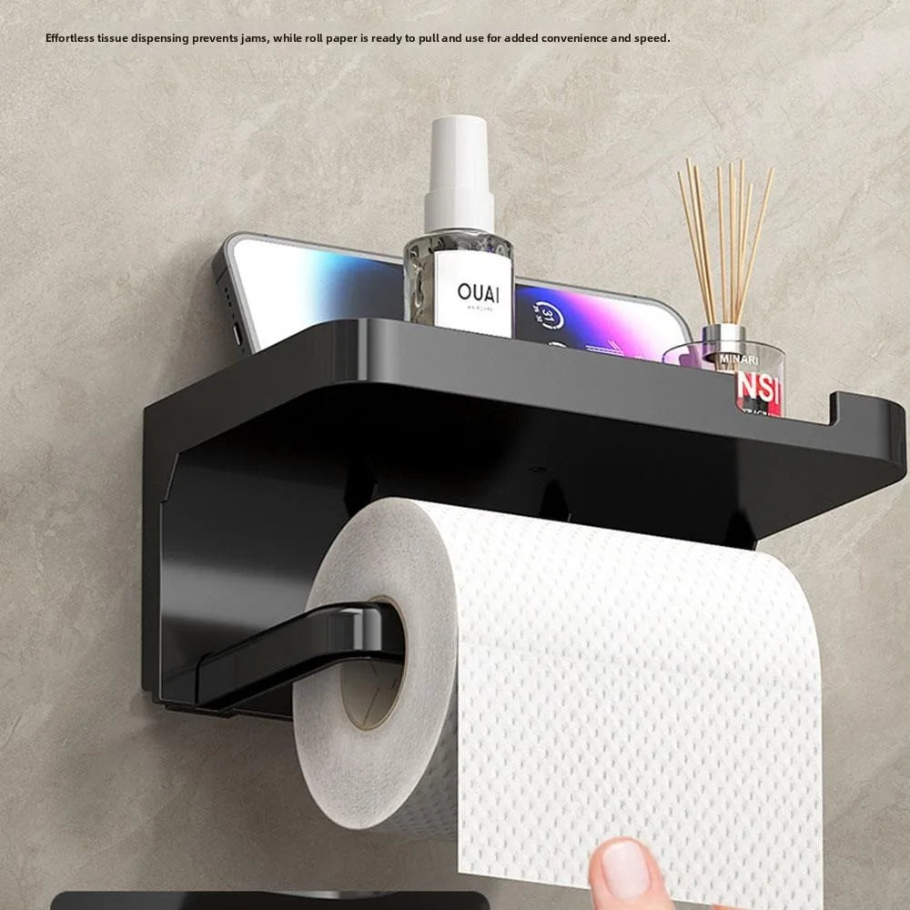 No Drill Toilet Paper Holder Wall Mounted Shelf
