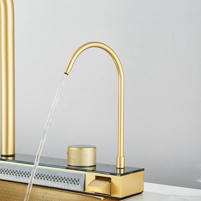 Brushed Gold 304 Stainless Steel Waterfall Style Modern