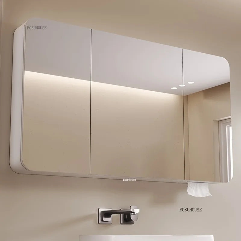 Arc-Shaped Smart Bathroom Mirror Cabinet Wall-Mounted Bathroom