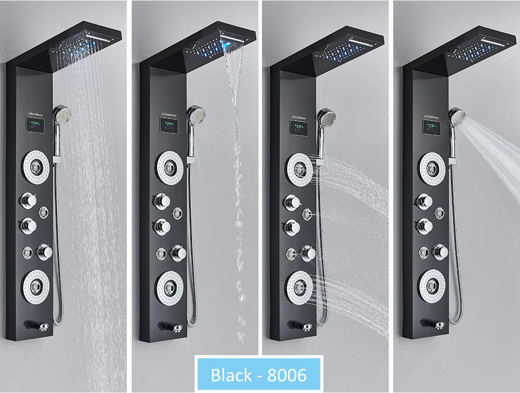 Led Shower Panel Tower System Rain Waterfall Shower